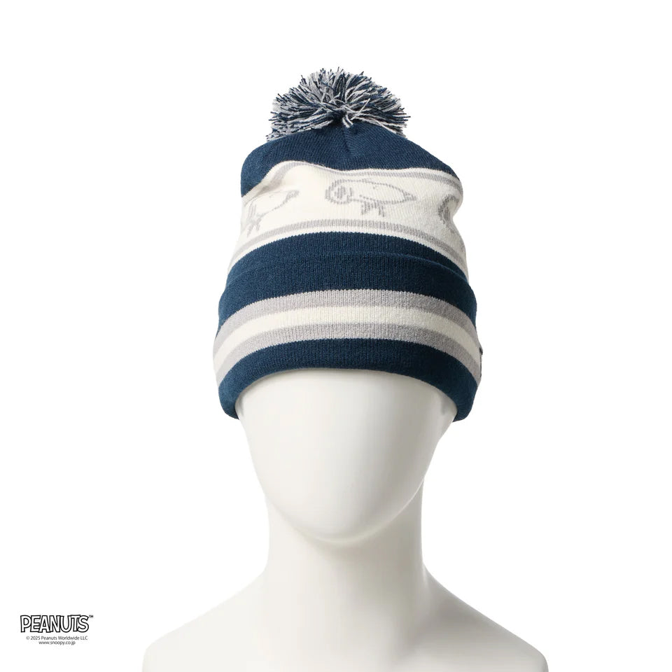 ニューエラ ニット ビーニーキャップ ピーナッツ POM PON KNIT PEANUTS JACQUARD NAVY