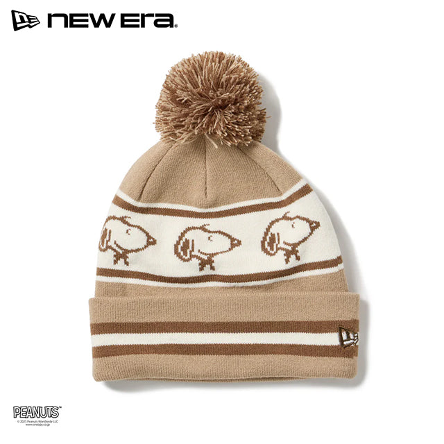 ニューエラ ニット ビーニーキャップ ピーナッツ POM PON KNIT PEANUTS JACQUARD BEIGE