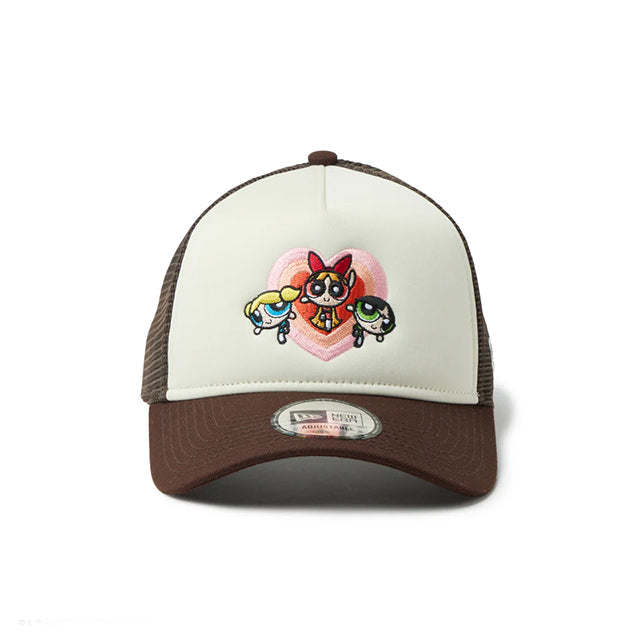 パワーパフガールズ ニューエラ キャップ スナップバック 9FORTY A-FRAME TRUCKER MESH SNAPBACK CAP CHROME BROWN
