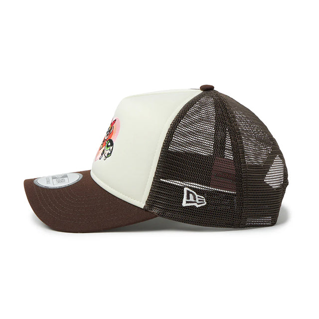 パワーパフガールズ ニューエラ キャップ スナップバック 9FORTY A-FRAME TRUCKER MESH SNAPBACK CAP CHROME BROWN