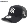 ニューエラ キャップ 9FORTY ニューヨーク ヤンキース DAMAGED TWILL A-FRAME MESH CAP BLACK
