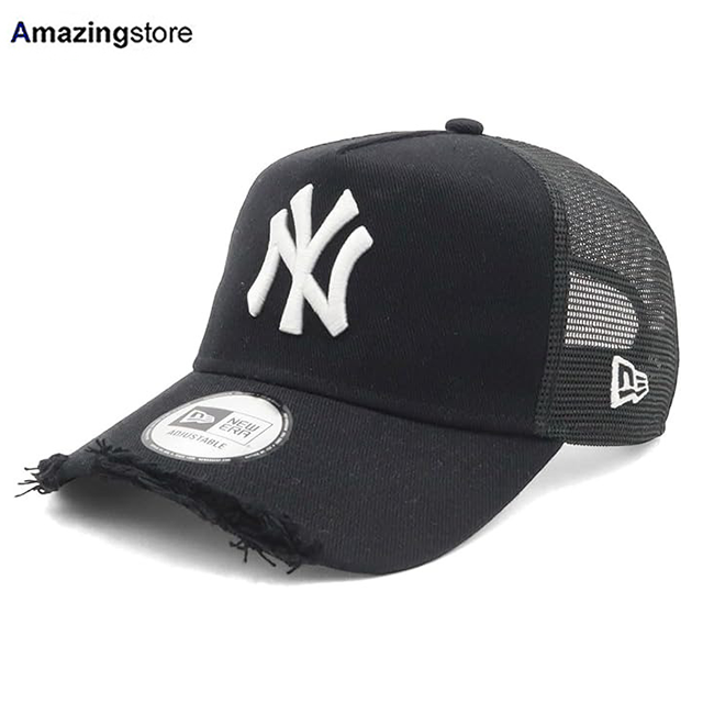 ニューエラ キャップ 9FORTY ニューヨーク ヤンキース DAMAGED TWILL A-FRAME MESH CAP BLACK