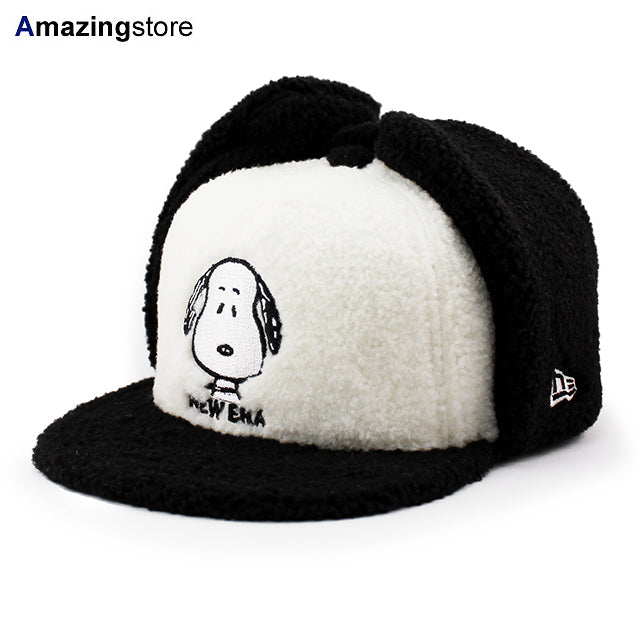 ニューエラ キャップ 59FIFTY スナップバック ピーナッツ DOGEAR PEANUTS SNOOPY FACE FITTED CAP WHITE BLACK