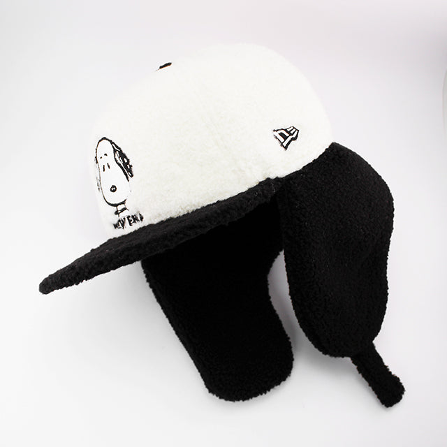 ニューエラ キャップ 59FIFTY スナップバック ピーナッツ DOGEAR PEANUTS SNOOPY FACE FITTED CAP WHITE BLACK