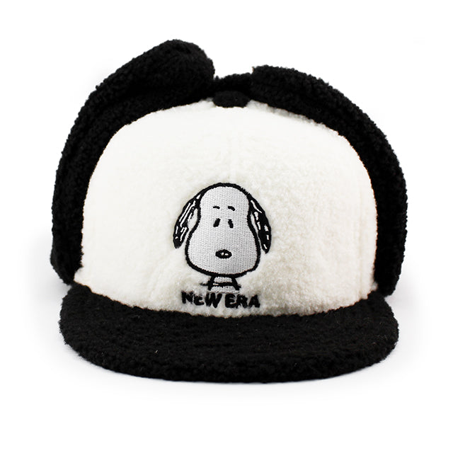 ニューエラ キャップ 59FIFTY スナップバック ピーナッツ DOGEAR PEANUTS SNOOPY FACE FITTED CAP WHITE BLACK