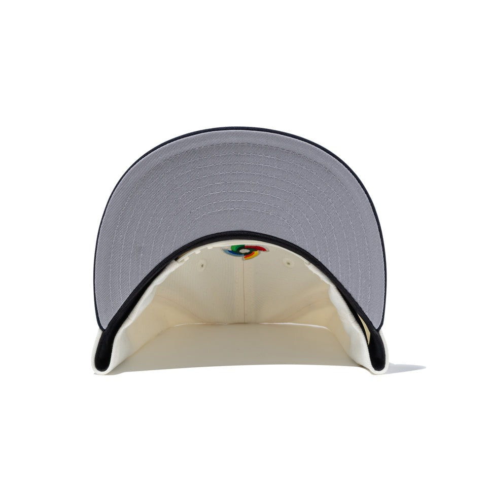 子供用 ニューエラ キャップ 9FIFTY WBC 日本 YOUTH 2026 WORLD BASEBALL CLASSIC J LOGO SNAPBACK CAP CHROME NAVY