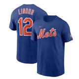 フランシスコ リンドーアモデル 2024 ロンドンシリーズ 海外取寄 ナイキ Tシャツ ニューヨーク メッツ PLAYER NAME&NUMBER T-SHIRT ROYAL BLUE