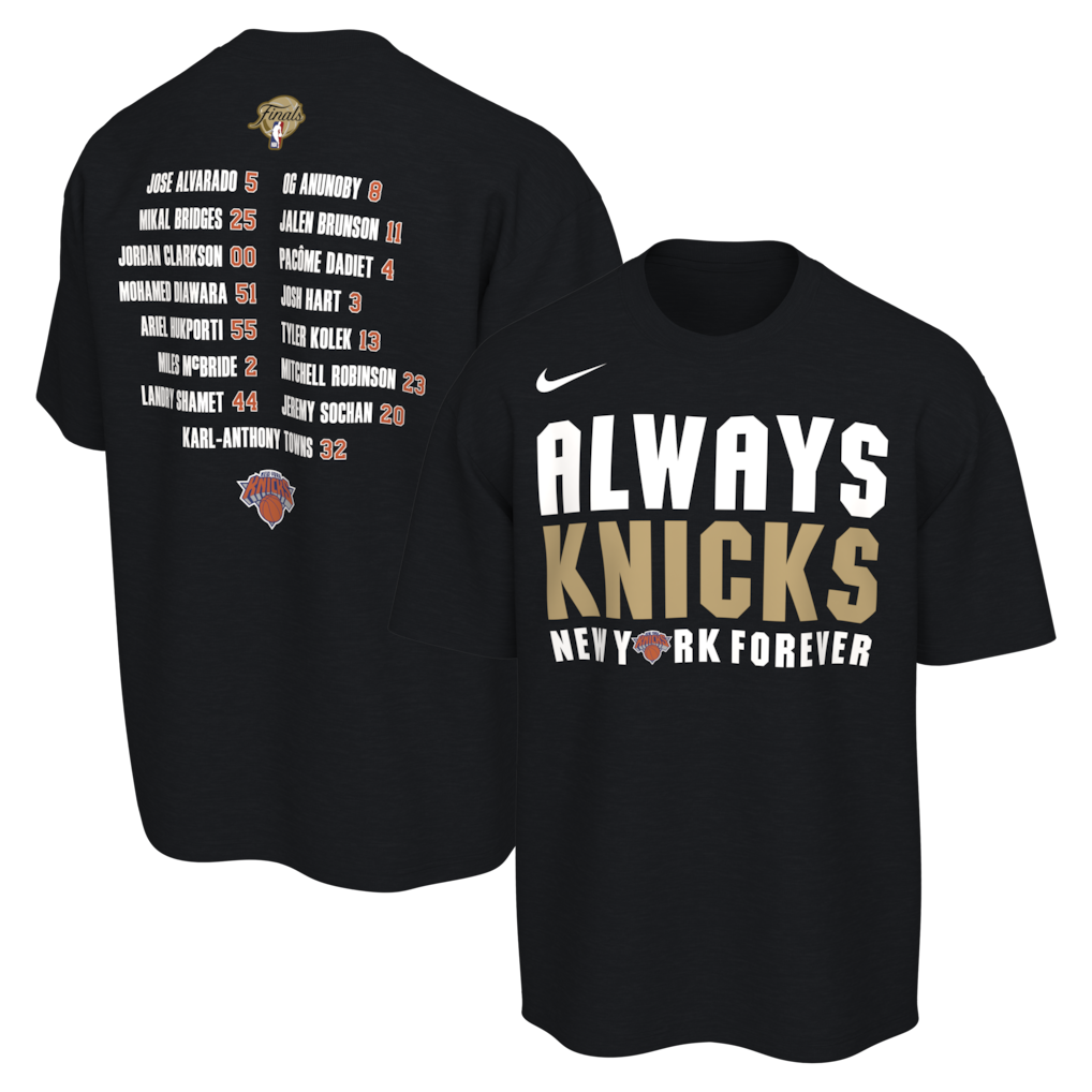 53年振りNBAファイナル優勝 海外取寄 ナイキ Tシャツ ニューヨーク ニックス 2026 NBA FINALS CHAMPIONS ROSTER CLUB T-SHIRT BLACK