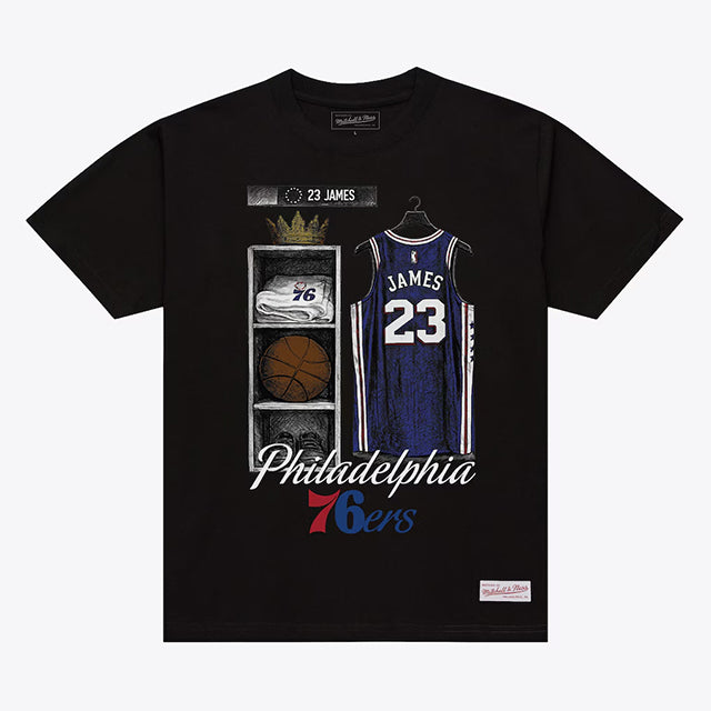 レブロン ジェームスモデル 海外取寄 ミッチェルアンドネス Tシャツ フィラデルフィア 76ers LOCKER ROOM T-SHIRT BLACK
