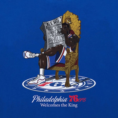 レブロン ジェームスモデル 海外取寄 ミッチェルアンドネス Tシャツ フィラデルフィア 76ers CARICATURE T-SHIRT ROYAL BLUE