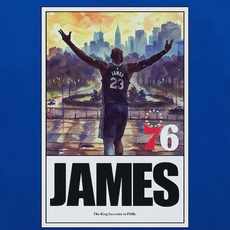 レブロン ジェームスモデル 海外取寄 ミッチェルアンドネス Tシャツ フィラデルフィア 76ERS KING ARRIVED T-SHIRT ROYAL BLUE