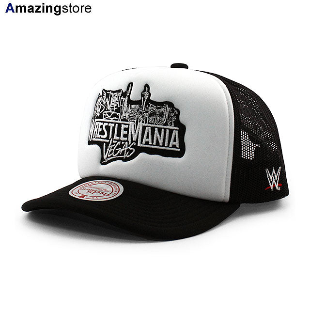 レッスルマニア42モデル ミッチェル＆ネス WWE メッシュキャップ WRESTLEMANIA 42 VEGAS TRUCKER MESH CAP WHITE
