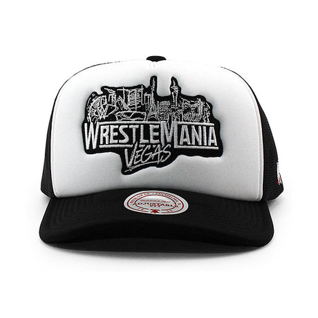 レッスルマニア42モデル ミッチェル＆ネス WWE メッシュキャップ WRESTLEMANIA 42 VEGAS TRUCKER MESH CAP WHITE