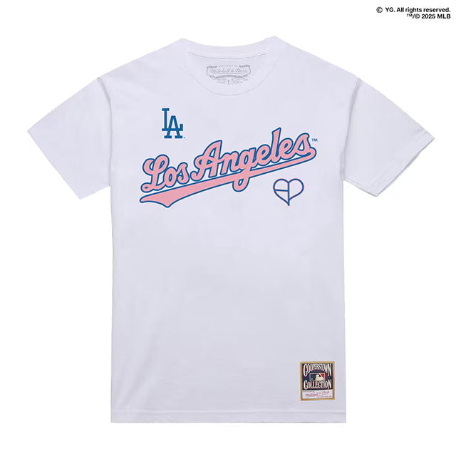 ミッチェル&ネス×ブラックピンク 海外取寄 ロサンゼルス ドジャース T-SHIRT WHITE