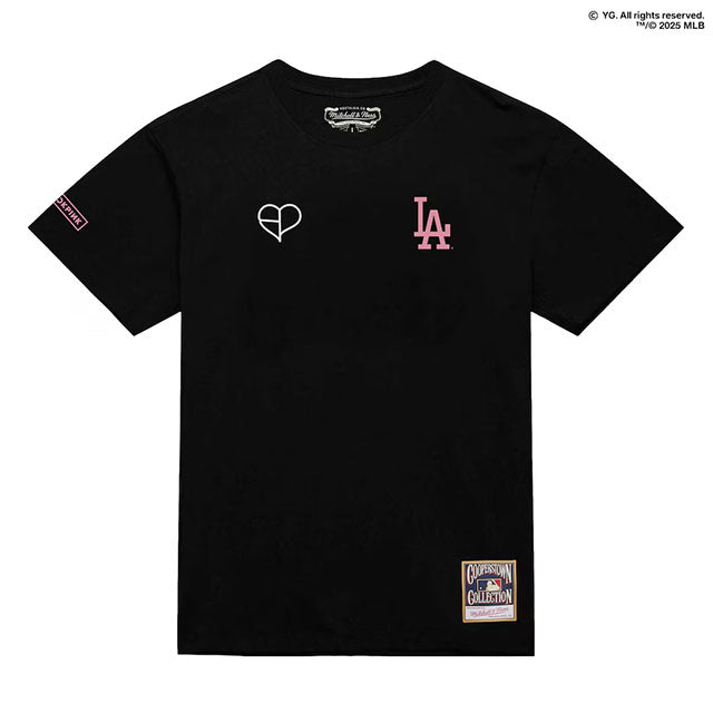 ミッチェル&ネス×ブラックピンク 海外取寄 ロサンゼルス ドジャース T-SHIRT BLACK