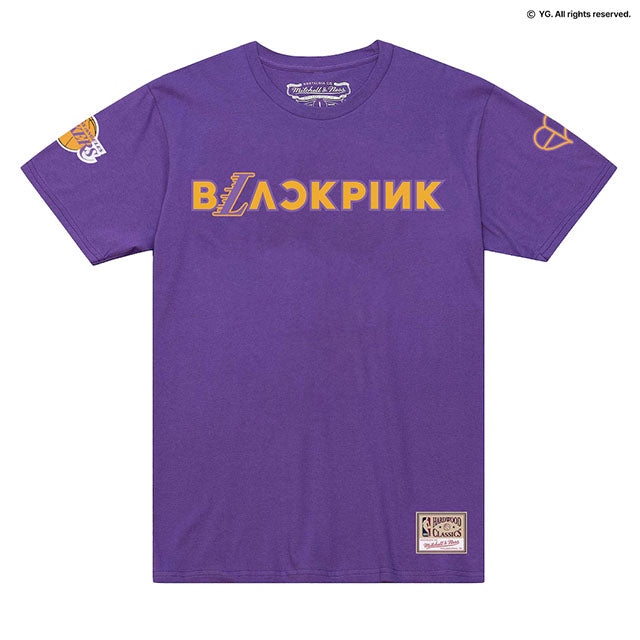 ミッチェル&ネス×ブラックピンク 海外取寄 ロサンゼルス レイカーズ T-SHIRT PURPLE LIMITED EDITION