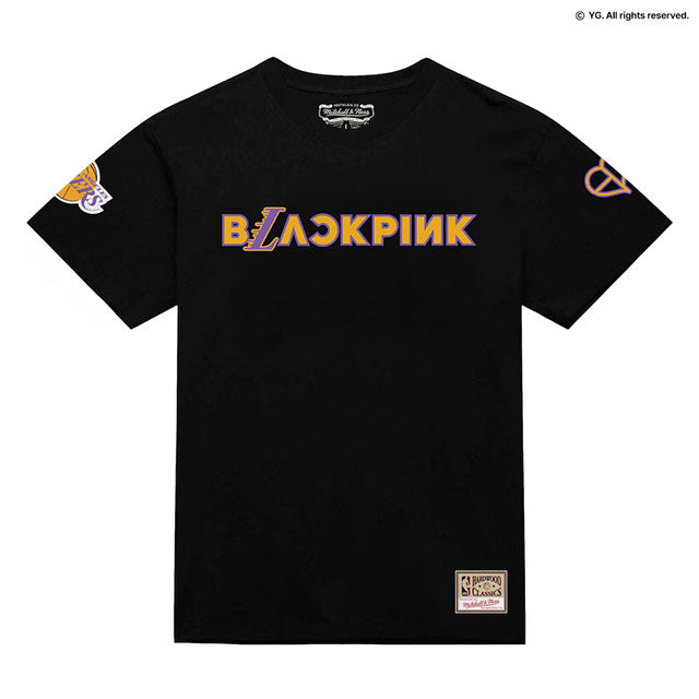 ミッチェル&ネス×ブラックピンク 海外取寄 ロサンゼルス レイカーズ T-SHIRT BLACK LIMITED EDITION