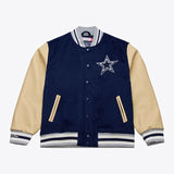 海外取寄 ミッチェル&ネス スタジアムジャケット ダラス カウボーイズ NFL TEAM TRADITIONS VARSITY FULL-SNAP JACKET NAVY-TAN