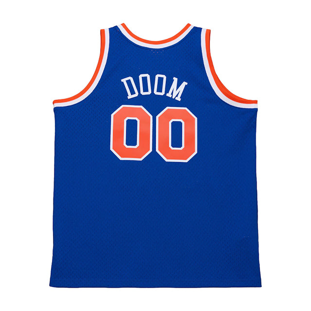 MF DOOMコラボ 海外取寄 ミッチェルアンドネス ユニフォームジャージー ニューヨーク ニックス A NEW YORK STORY FASHION JERSEY ROYAL BLUE