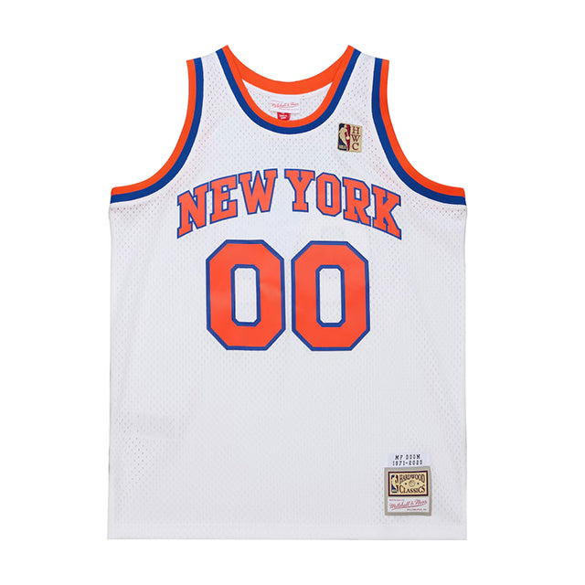 MF DOOMコラボ 海外取寄 ミッチェルアンドネス ユニフォームジャージー ニューヨーク ニックス A NEW YORK STORY FASHION JERSEY WHITE