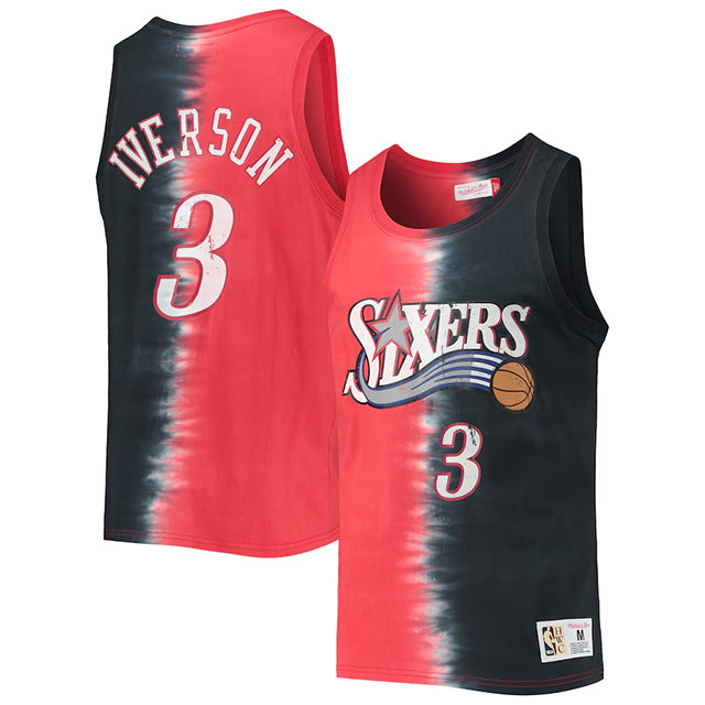 アレン アイバーソンモデル 海外取寄 ミッチェル&ネス タンクトップ HARDWOOD CLASSICS TIE-DYE NAME&NUMBER TANK TOP RED-BLACK