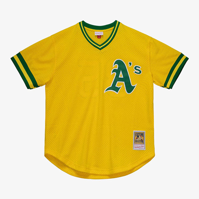 リッキー ヘンダーソンモデル ミッチェルアンドネス オークランド アスレチックス COOPERSTOWN MESH BATTING PRACTICE JERSEY GOLD