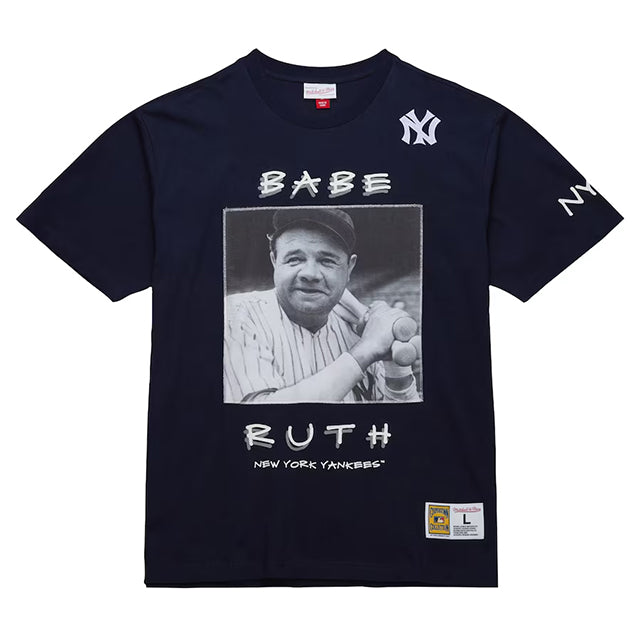 海外取寄 ミッチェル&ネス Tシャツ ベーブ ルース モデル COOPERSTOWN COLLECTION HEAVYWEIGHT PREMIUM PLAYER VINTAGE LOGO T-SHIRT NAVY