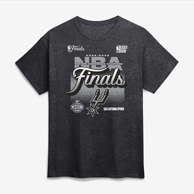 海外取寄 Tシャツ サンアントニオ スパーズ 2026 NBA WESTERN CONFERENCE CHAMPIONS LOCKER ROOM T-SHIRT CHARCOAL