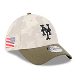 ニューエラ キャップ 39THIRTY ニューヨーク メッツ 2025 MLB ARMED FORCES FLEX FIT LT BEIGE