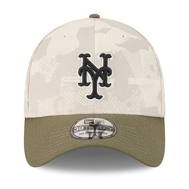ニューエラ キャップ 39THIRTY ニューヨーク メッツ 2025 MLB ARMED FORCES FLEX FIT LT BEIGE