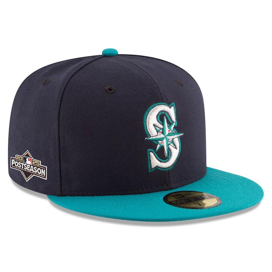 海外取寄 2025 ポストシーズンモデル ニューエラ キャップ 59FIFTY シアトル マリナーズ MLB POSTSEASON AUTHENTIC COLLECTION FITTED CAP NAVY TEAL