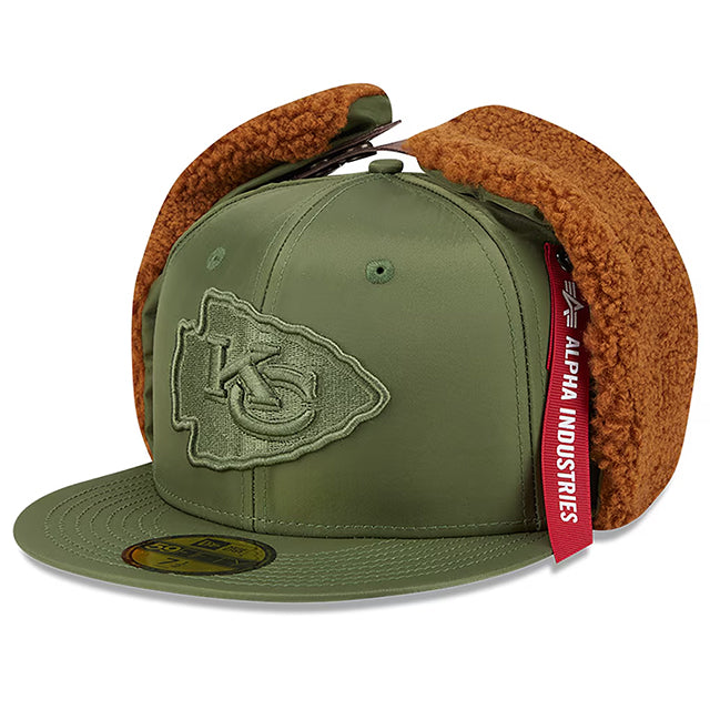 海外取寄 ニューエラ キャップ 59FIFTY カンザスシティ チーフス ALPHA INDUSTRIES DOGEAR FITTED CAP OLIVE