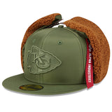 海外取寄 ニューエラ キャップ 59FIFTY カンザスシティ チーフス ALPHA INDUSTRIES DOGEAR FITTED CAP OLIVE
