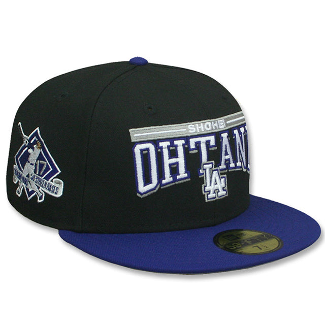 大谷翔平モデル ニューエラ 59FIFTY ロサンゼルス ドジャース MLB SHOHEI OHTANI ARCH FITTED CAP BLACK-ROYAL BLUE