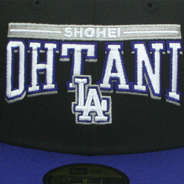 大谷翔平モデル ニューエラ 59FIFTY ロサンゼルス ドジャース MLB SHOHEI OHTANI ARCH FITTED CAP BLACK-ROYAL BLUE