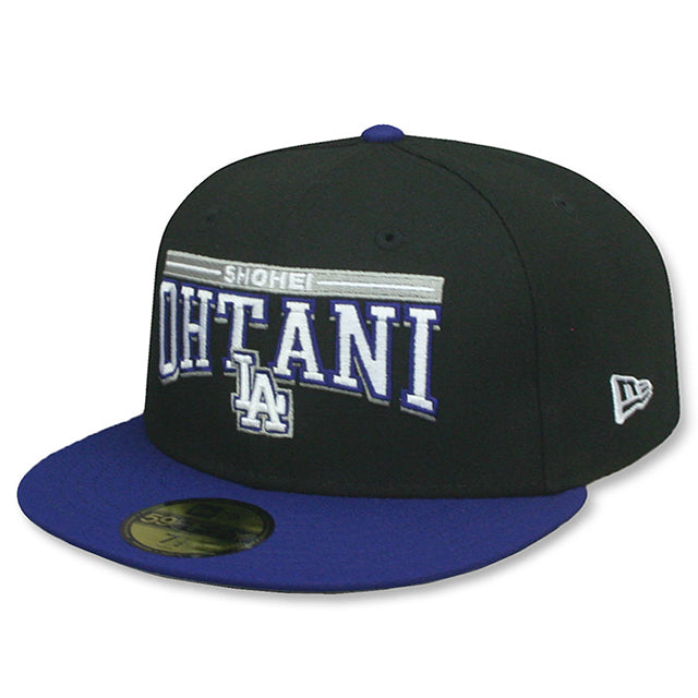大谷翔平モデル ニューエラ 59FIFTY ロサンゼルス ドジャース MLB SHOHEI OHTANI ARCH FITTED CAP BLACK-ROYAL BLUE