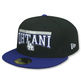 大谷翔平モデル ニューエラ 59FIFTY ロサンゼルス ドジャース MLB SHOHEI OHTANI ARCH FITTED CAP BLACK-ROYAL BLUE