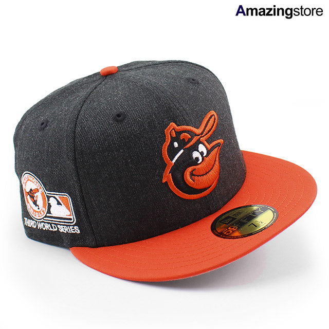 ニューエラ キャップ 59FIFTY ボルチモア オリオールズ MLB THIRD WORLD SERIES GAME FITTED CAP HEATHER BLACK-ORANGE