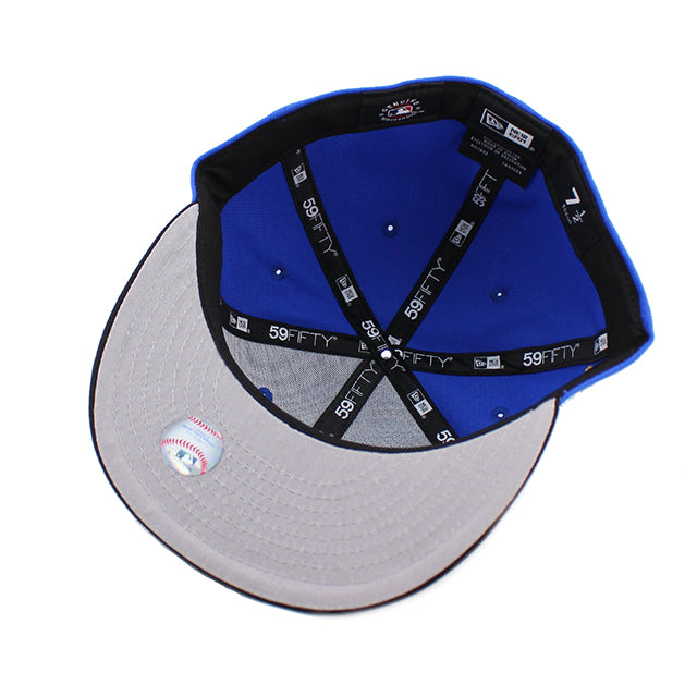 ニューエラ キャップ 59FIFTY ロサンゼルス ドジャース MLB JACKIE ROBINSON 75 YEARS GREY BOTTOM  FITTED CAP BLUE BLACK