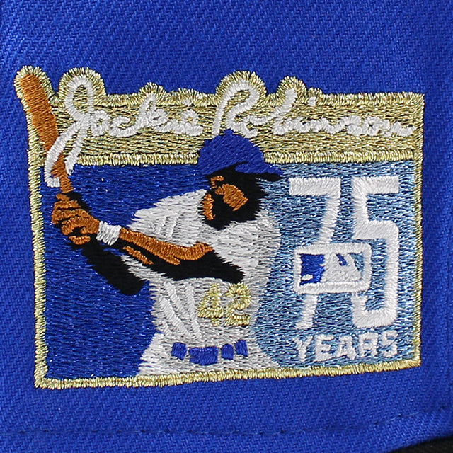 ニューエラ キャップ 59FIFTY ロサンゼルス ドジャース MLB JACKIE ROBINSON 75 YEARS GREY BOTTOM  FITTED CAP BLUE BLACK