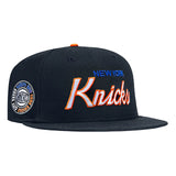 海外取寄 ニューエラ キャップ 59FIFTY ニューヨーク ニックス CITY NEVER SLEEPS PATCH SCRIPT FITTED CAP NAVY