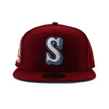 ニューエラ キャップ 59FIFTY シアトル マリナーズ MLB 30TH ANNIVERSARY LIGHT BLUE BOTTOM FITTED CAP MAROON