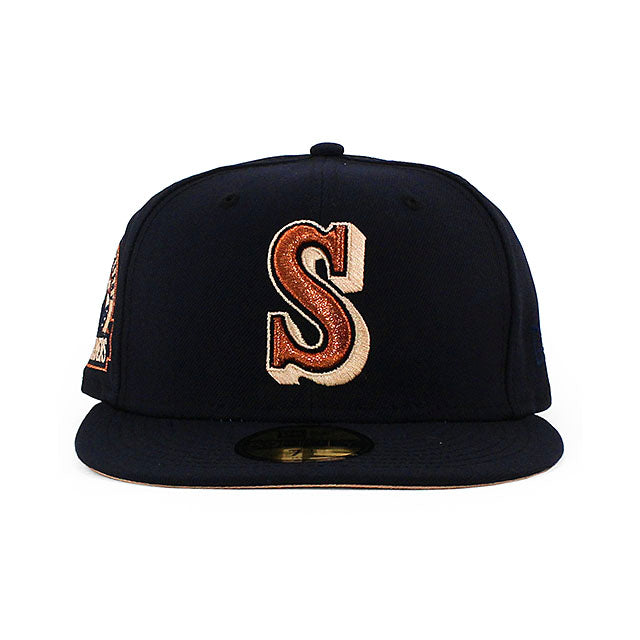 ニューエラ キャップ 59FIFTY シアトル マリナーズ MLB 30TH ANNIVERSARY PEACH BOTTOM FITTED CAP NAVY