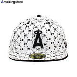 ニューエラ キャップ 59FIFTY ロサンゼルス エンゼルス MLB FLOCKING FITTED CAP WHITE BLACK