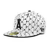 ニューエラ キャップ 59FIFTY ロサンゼルス エンゼルス MLB FLOCKING FITTED CAP WHITE BLACK