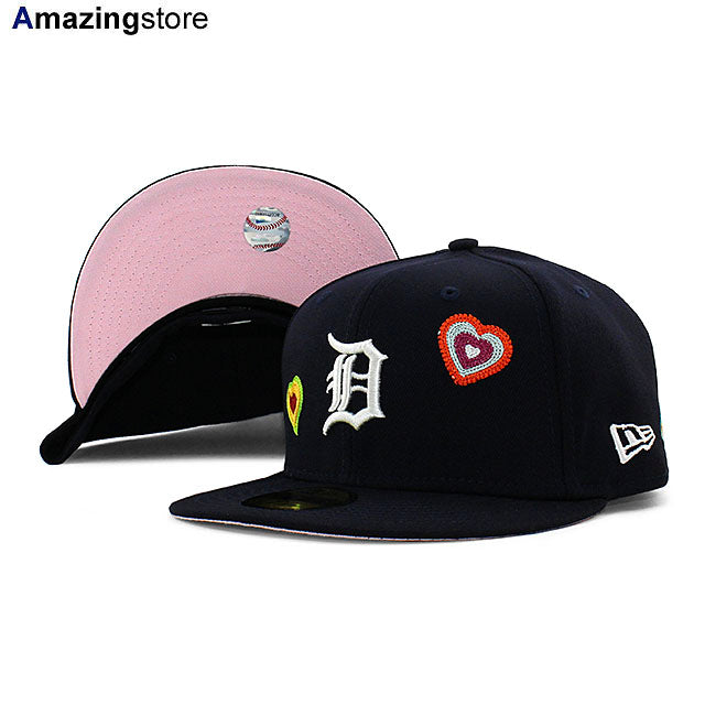 ニューエラ キャップ 59FIFTY デトロイト タイガース MLB CHAIN STITCH HEART PINK BOTTOM FITTED CAP NAVY