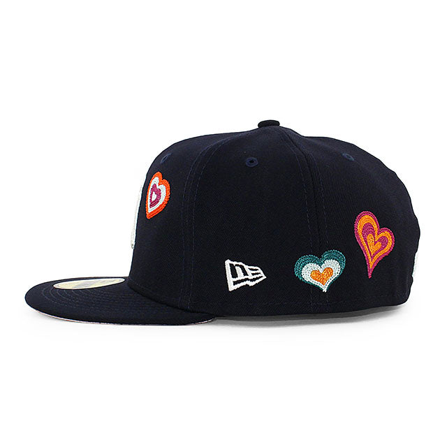ニューエラ キャップ 59FIFTY デトロイト タイガース MLB CHAIN STITCH HEART PINK BOTTOM FITTED CAP NAVY