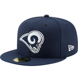 ニューエラ 59FIFTY ロサンゼルス ラムズ NFL SUPER BOWL LIII SIDE PATCH SIDELINE FITTED CAP NAVY