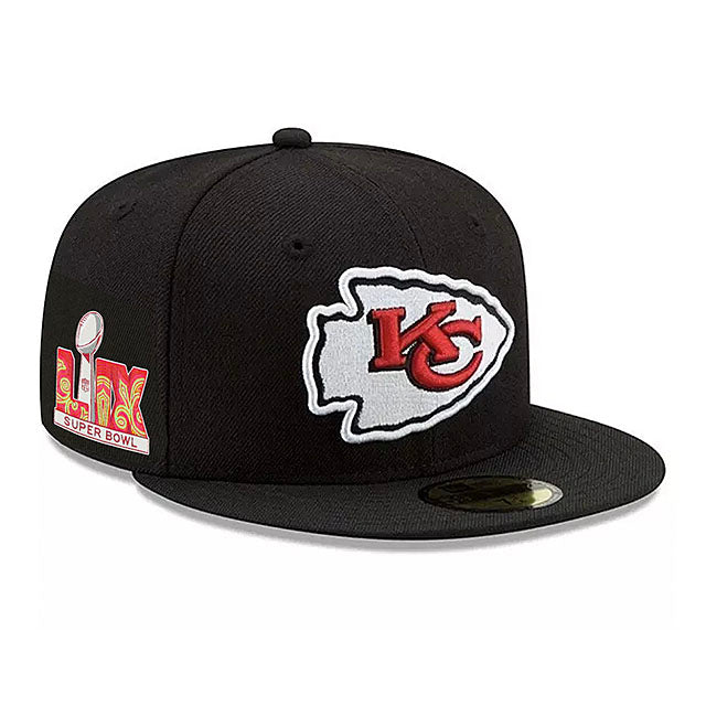 第59回スーパーボウルモデル ニューエラ 59FIFTY カンザスシティ チーフス NFL SUPER BOWL LIX SIDE PATCH FITTED CAP BLACK