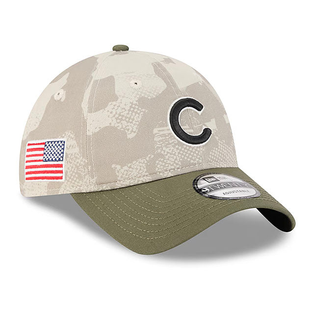 ニューエラ キャップ 9TWENTY シカゴ カブス 2025 MLB ARMED FORCES STARS N STRIPES ADJUSTABLE CAP LT BEIGE